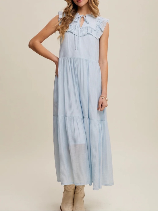 Listicle Dresses & Skirts - Ruffle Maxi Dress by Listicle (Blue/Pink)